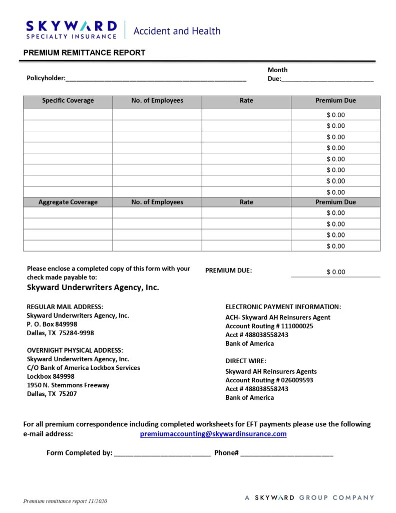 Premium Remittance Report