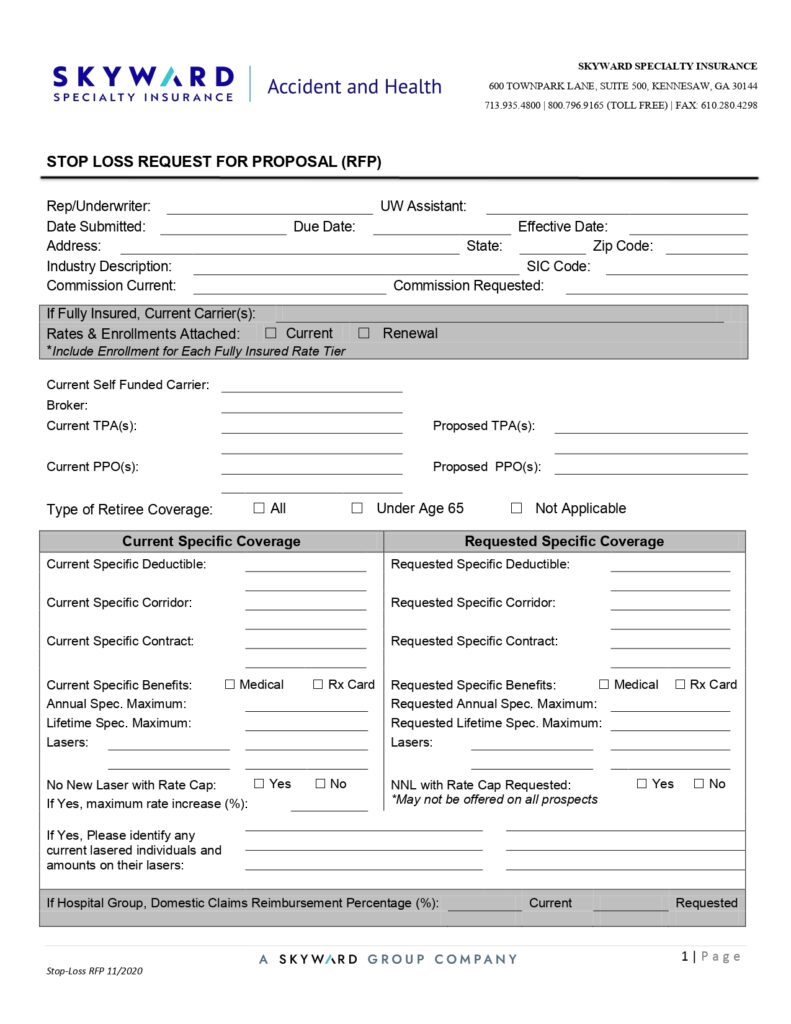 Stop Loss Request for Proposal (RFP)